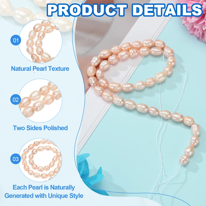 Freshwater Pearl Beads, 4-5mm Rice Shape Pearl String, Beige Pink