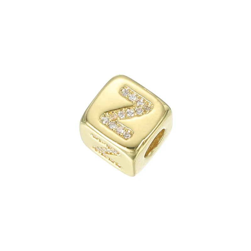 Rhinestone Letters Cube Beads, 26 Letters Dice Charm Alphabet Z