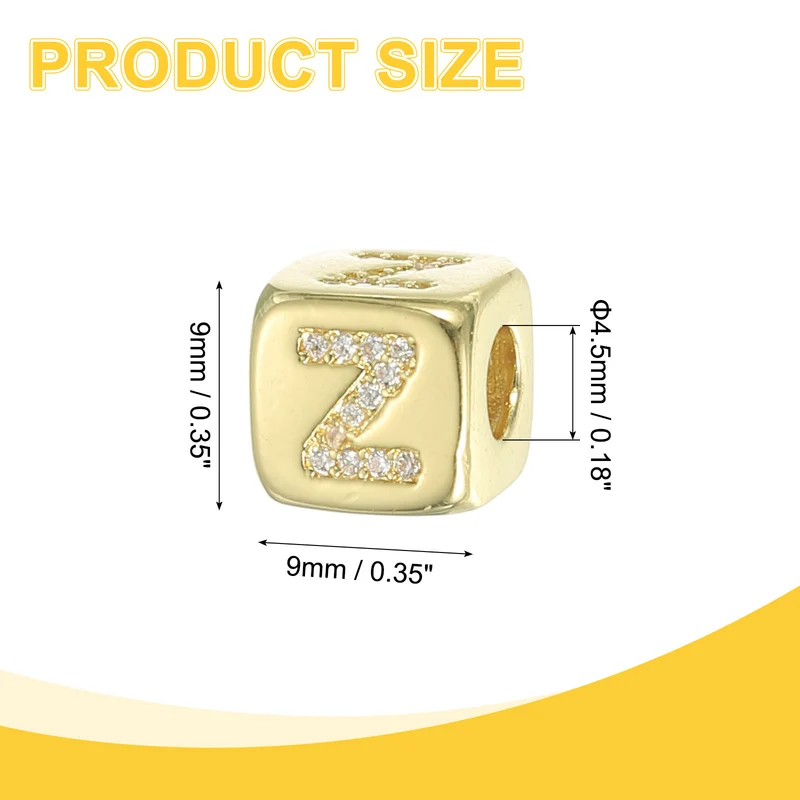 Rhinestone Letters Cube Beads, 26 Letters Dice Charm Alphabet Z