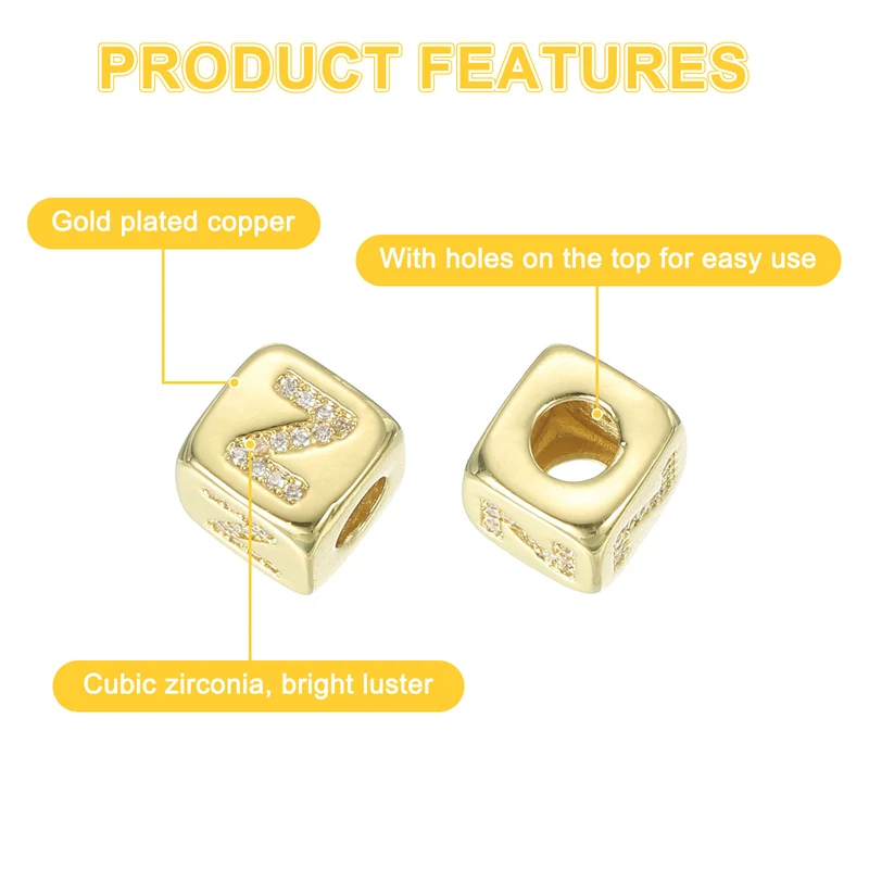Rhinestone Letters Cube Beads, 26 Letters Dice Charm Alphabet Z
