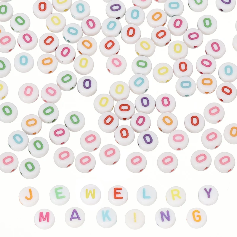 Alphabet Beads, 100 Pcs Rainbow Letter Beads Acrylic Charms, 4x7mm, Letter O
