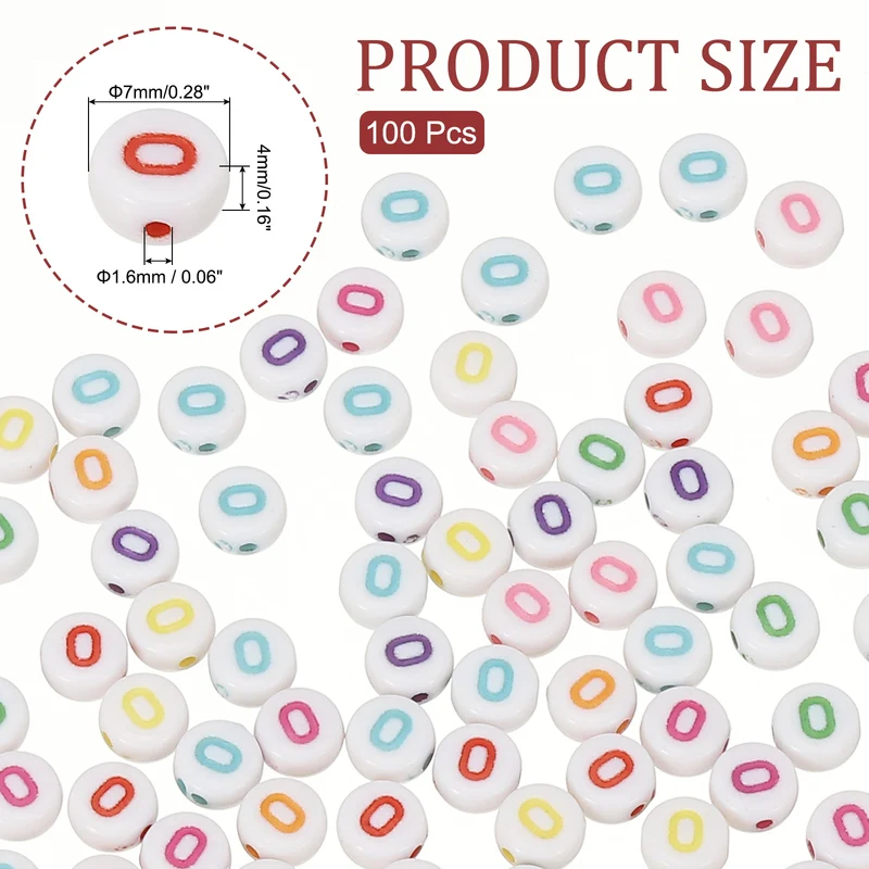 Alphabet Beads, 100 Pcs Rainbow Letter Beads Acrylic Charms, 4x7mm, Letter O