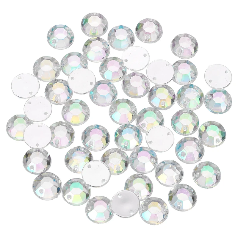 100Pcs Flat Back Sew on Rhinestones Beads 10mm Crystal Round Gems Clear AB