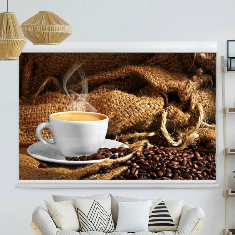 Kassettenrollo Motiv "Kaffeetasse Bohnen" | bis B 420 x H 420 cm