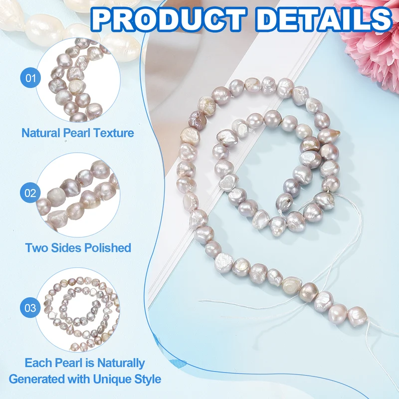 Freshwater Pearl Beads, 7-8mm Side Hole Pearl String, Purple