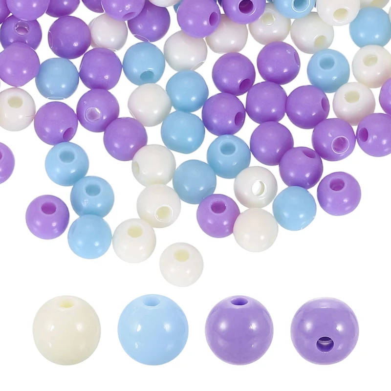 200pcs Purple Acrylic Round Beads 6mm Plastic Resin Loose Bead
