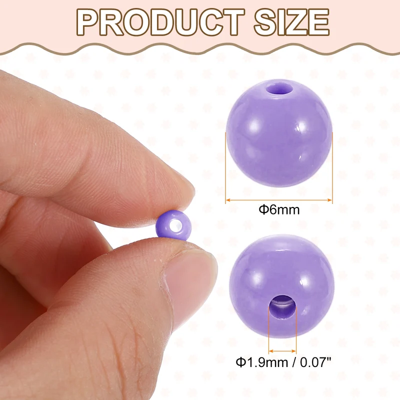 200pcs Purple Acrylic Round Beads 6mm Plastic Resin Loose Bead