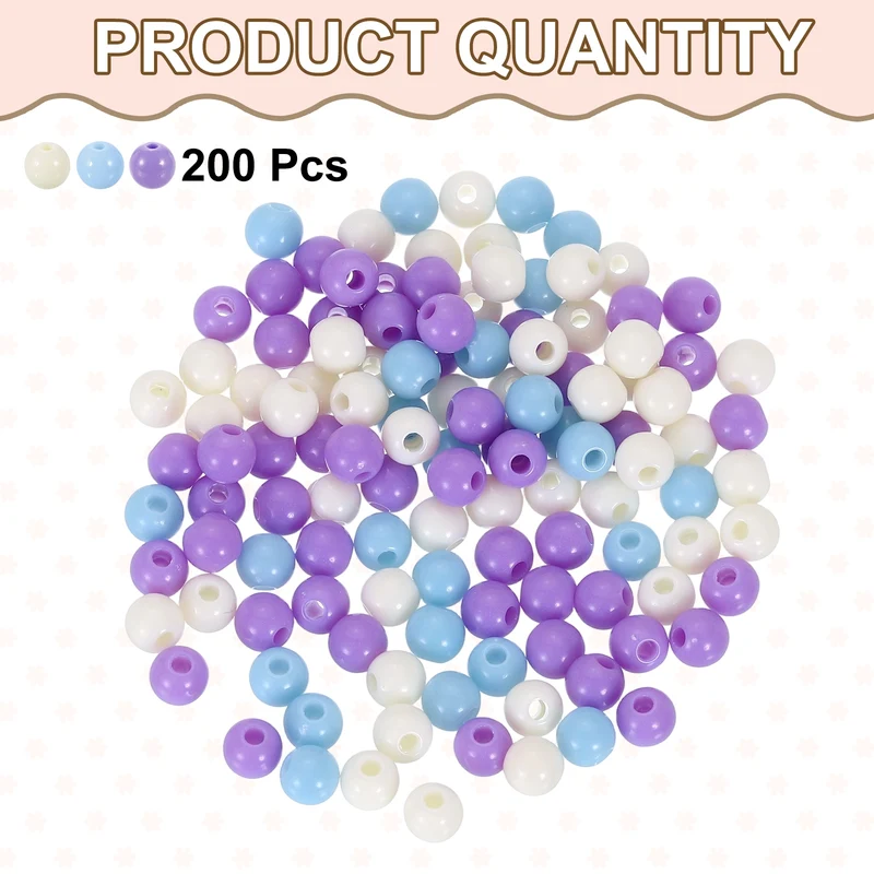 200pcs Purple Acrylic Round Beads 6mm Plastic Resin Loose Bead