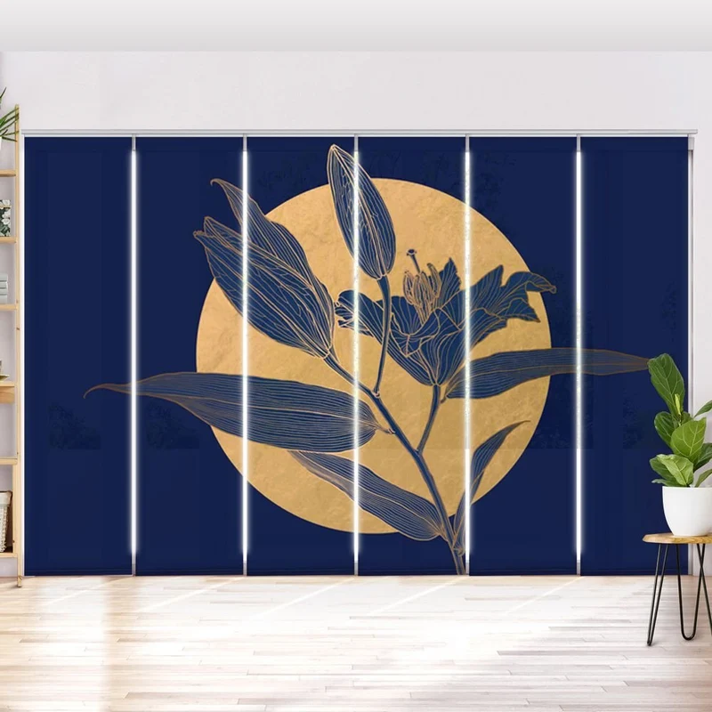 Schiebegardine Motiv 'Lilie Mond Gold'