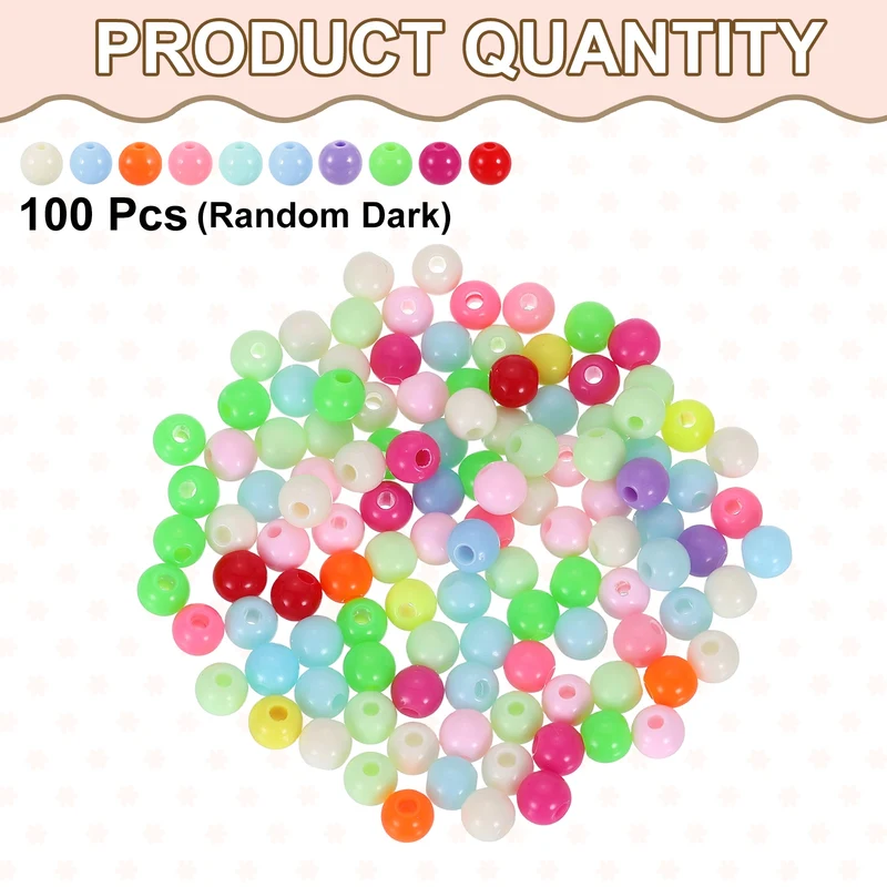 100pcs Random Light Color Acrylic Round Beads 6mm Plastic Resin Loose Bead