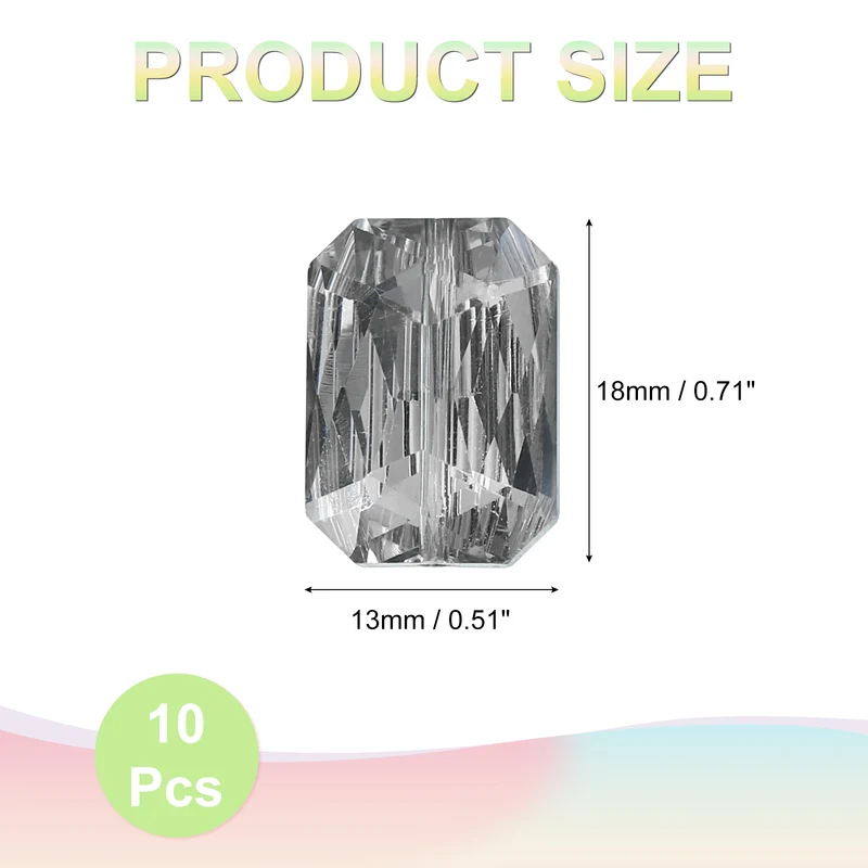 10Pcs Rectangle Crystal Glass Beads, Faceted Glass Beads, Metallic Black