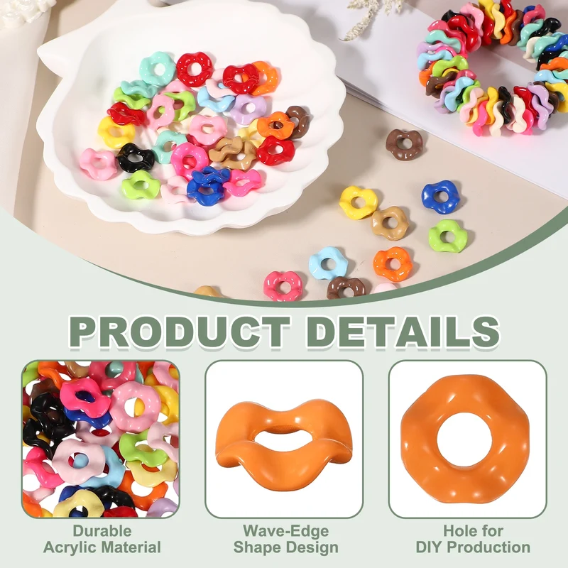 30 Pcs Wavy Spacers, Acrylic Flower Beads Wave Focal Bead, Orange