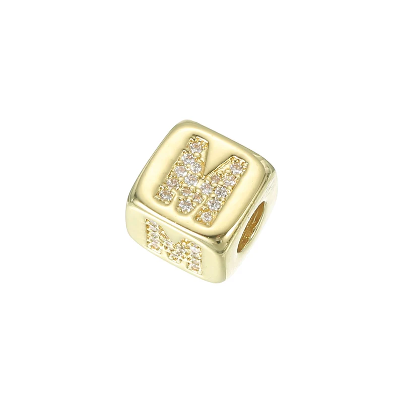 Rhinestone Letters Cube Beads, 26 Letters Dice Charm Alphabet m