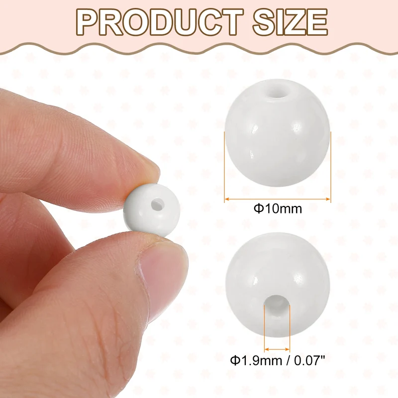 100pcs White Acrylic Round Beads 10mm Plastic Resin Loose Bead