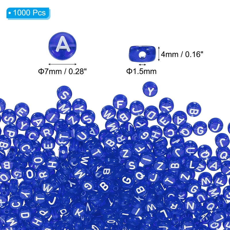 1000 Pcs Letter Beads, 4x7mm Acrylic Alphabet Beads Friendship Bracelet DIY Kit for Bracelets Jewelry Making Supplies, Dark Blue