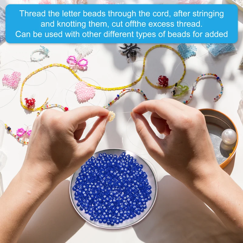 1000 Pcs Letter Beads, 4x7mm Acrylic Alphabet Beads Friendship Bracelet DIY Kit for Bracelets Jewelry Making Supplies, Dark Blue