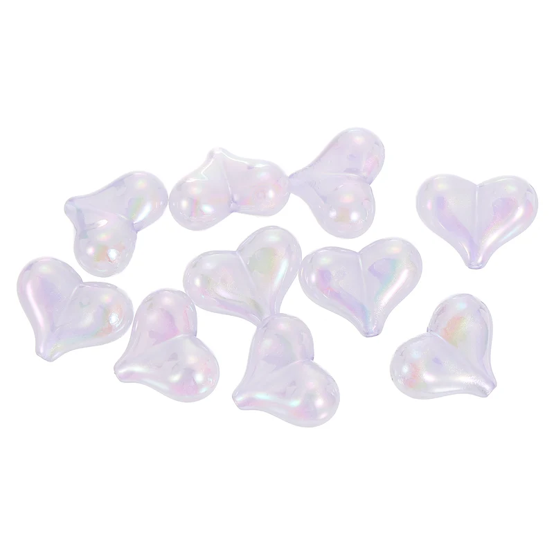 10Pcs Acrylic Heart Focus Beads, 21x17mm Heart Focal Pens Bead (Purple)