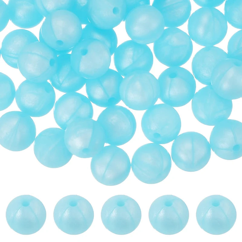 60 Pcs Silicone Beads, 9mm Bulk Beads for Keychain Making, Light Blue