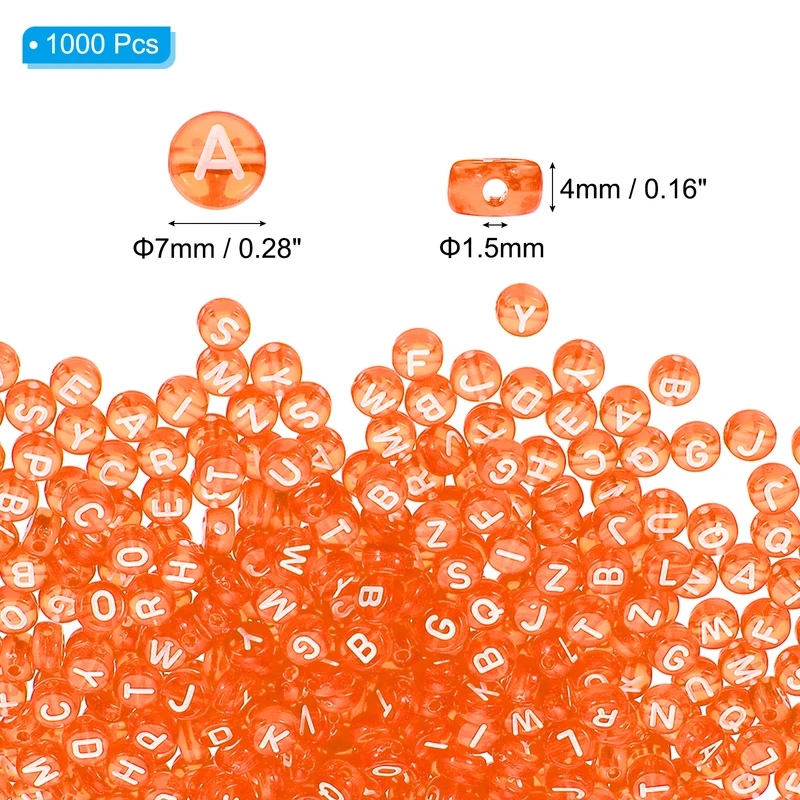 1000 Pcs Acrylic Alphabet Letter Beads Bracelet DIY Kit Supplies, Orange
