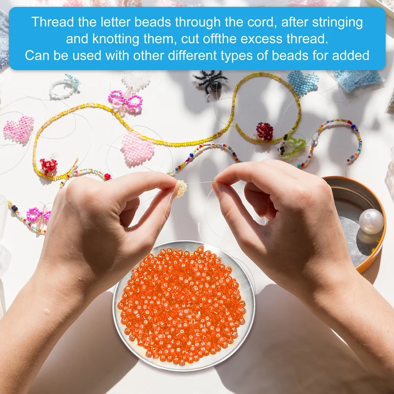 1000 Pcs Acrylic Alphabet Letter Beads Bracelet DIY Kit Supplies, Orange