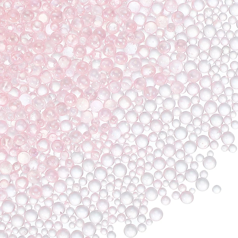 200g 1-3mm Glass Bubble Beads Iridescent No Hole Water Droplet Ball Pink