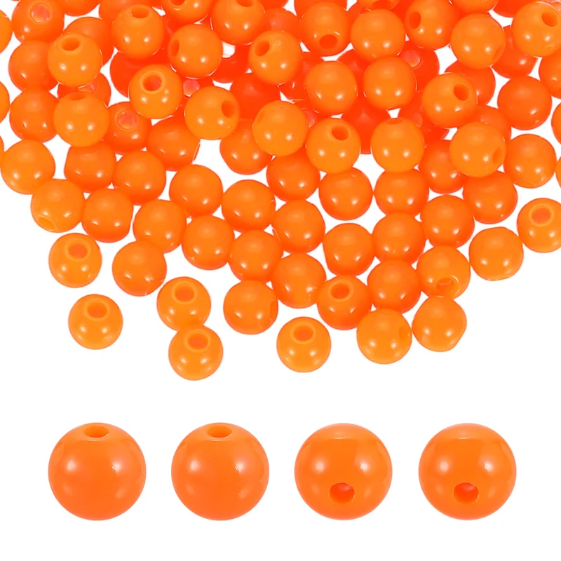 100pcs Orange Acrylic Round Beads 6mm Plastic Resin Loose Bead