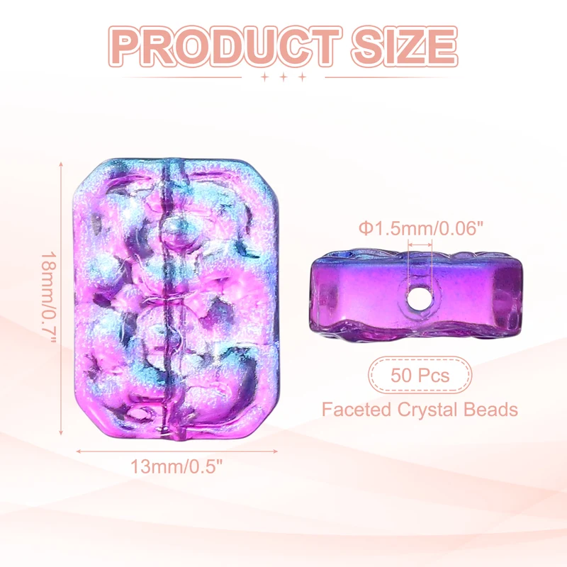 50 Pcs Faceted Crystal Beads for Jewelry Making, Glass Loose Beads, Dark Purple