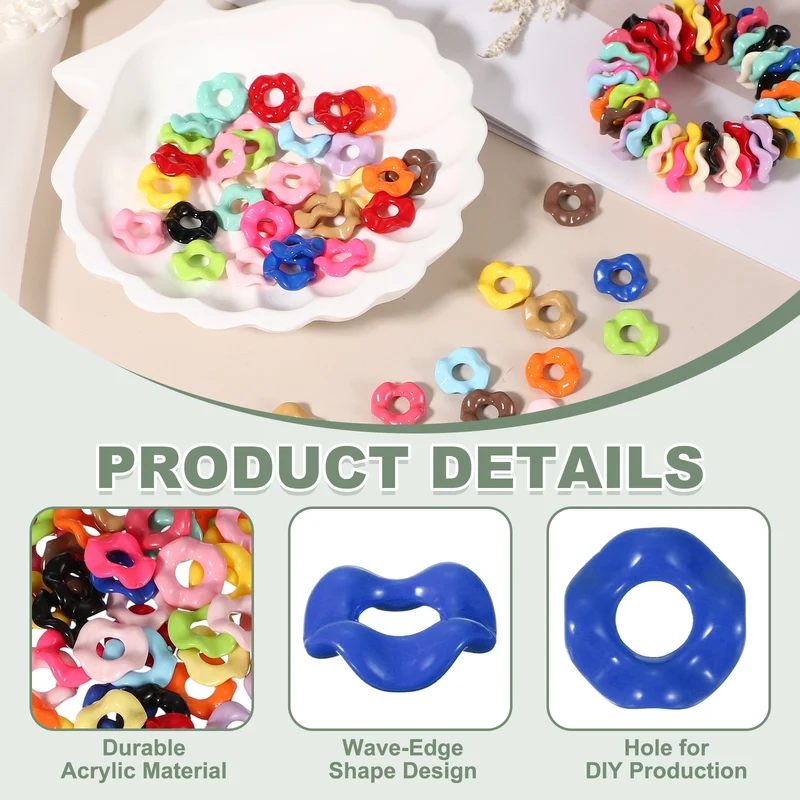 50 Pcs Wavy Spacers, Acrylic Flower Beads Wave Focal Bead, Sapphire Blue