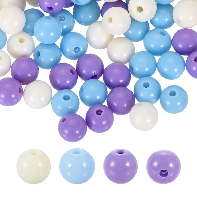 100pcs Purple Acrylic Round Beads 10mm Plastic Resin Loose Bead