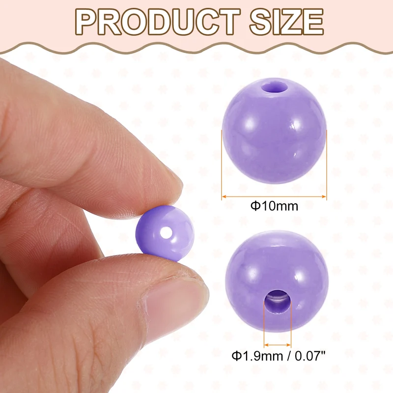 100pcs Purple Acrylic Round Beads 10mm Plastic Resin Loose Bead