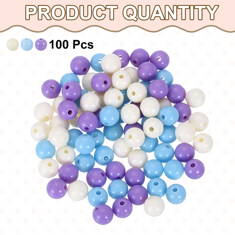 100pcs Purple Acrylic Round Beads 10mm Plastic Resin Loose Bead