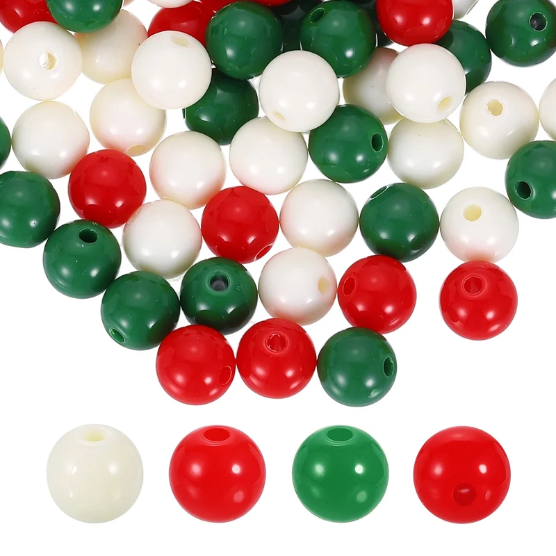 100pcs Mixing Colors Acrylic Round Beads 10mm Plastic Resin Loose Bead