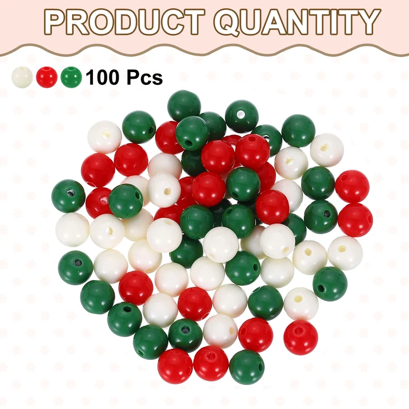100pcs Mixing Colors Acrylic Round Beads 10mm Plastic Resin Loose Bead