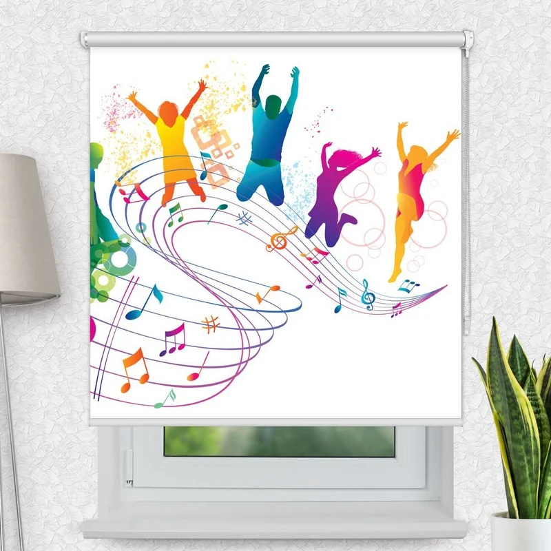 Motivrollo 'Musik Noten Tanzen' | Bis B 430 x H 440 cm