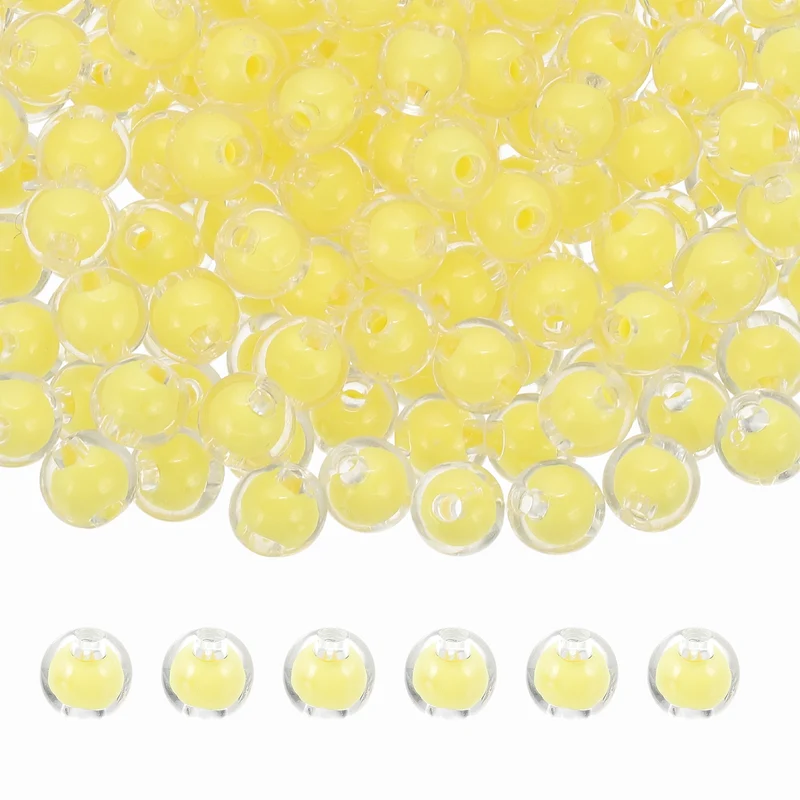 500 Pcs Acrylic Beads, 2mm Cute Beads for Bracelets, Transparent Yellow