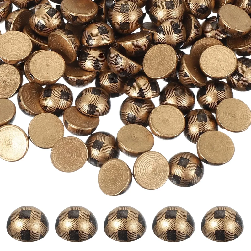 100 Pcs Half Wooden Beads, 0.6 Inch(15mm) Unfinished Wood Balls, Gold/Black