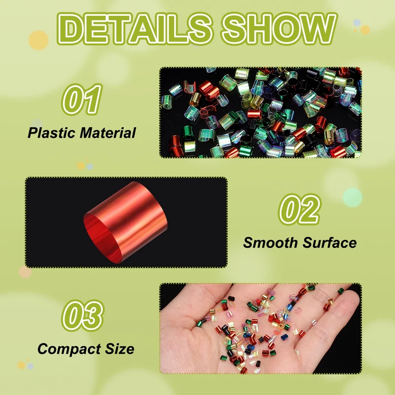 Straw Tube Beads, 70 g 3D Plastic Beads for Crystal Mud Red