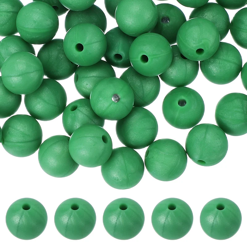 60 Pcs Silicone Beads, 9mm Bulk Beads for Keychain Making, Dark Green