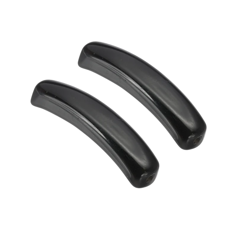 2 Pcs Natural Stone, 36 x 10 mm Natural Curved Clear Quartz Stone Crystal Handmade Jade Flat Beads for DIY Crafting, Black Agate