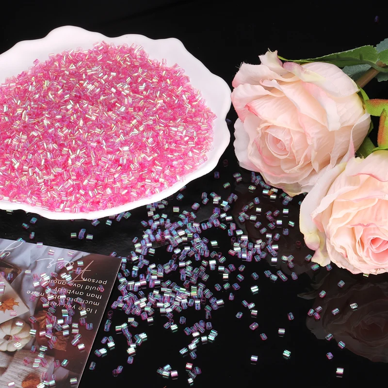 Straw Tube Beads, 150 g 3D Plastic Beads for Crystal Mud Fantasy Dark Pink