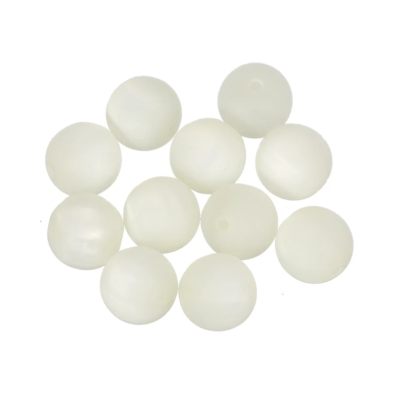 10 Pcs Acrylic Round Beads, 16mm Loose Beads for Jewelry Making, White