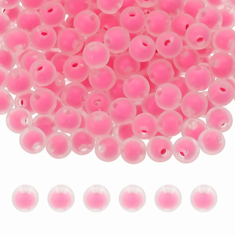 200 Pcs Acrylic Beads, 2mm Cute Beads for Bracelets, Frosted Rose Red