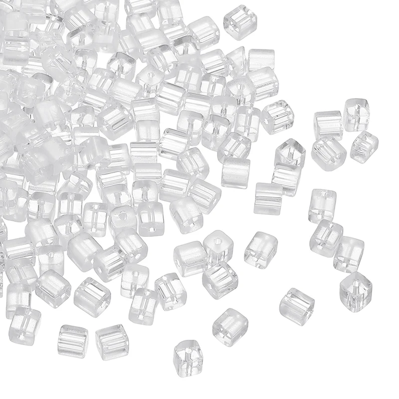 500 Pcs Crystal Cube Beads, 7mm Faceted Square Spacer Beads, White