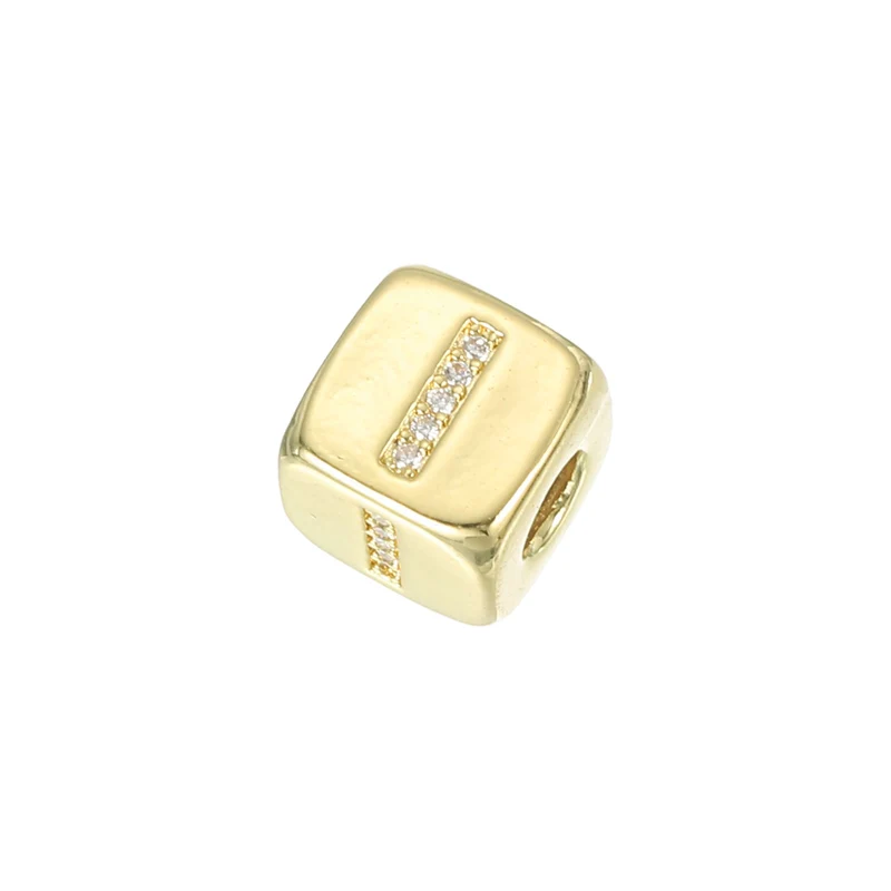 Rhinestone Letters Cube Beads, 26 Letters Dice Charm Alphabet I