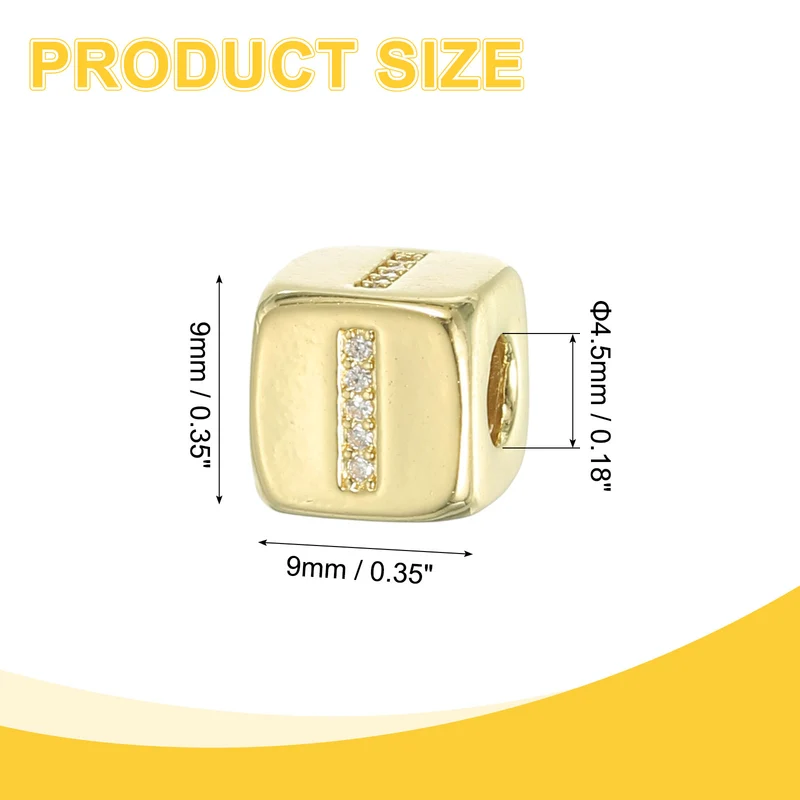 Rhinestone Letters Cube Beads, 26 Letters Dice Charm Alphabet I