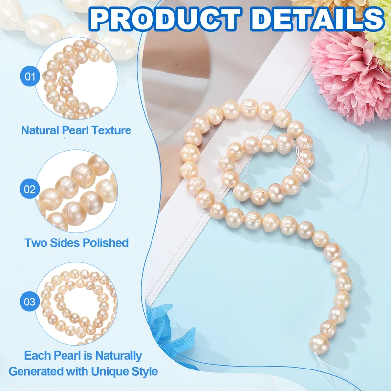 Freshwater Pearl Beads 10-11mm Potato Shape Pearl String Pink