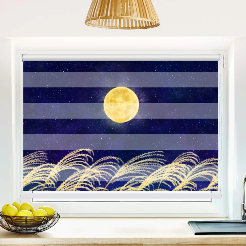 Klemmfix Doppelrollo 'Pampas Gras Vollmond' | Klemm Doppelrollo