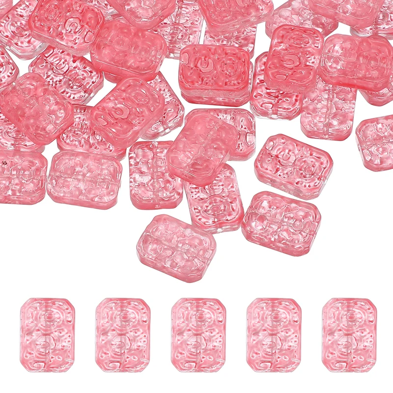 50 Pcs Faceted Crystal Beads for Jewelry Making, Glass Loose Beads, Dark Pink