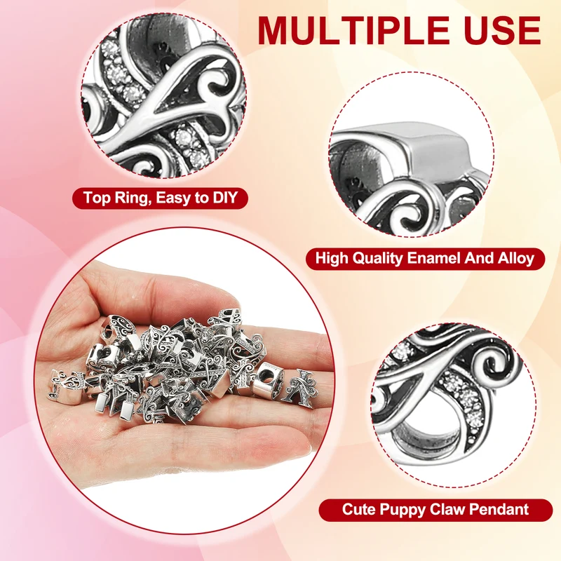 925 Sterling Silver Letter Charm, Alphabet S Letters Bead Charm, Silver Tone