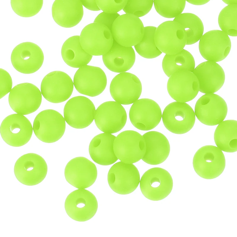 50Pcs 6mm Silicone Beads, Round Loose Rubber Bead for DIY (Fluorescent Green)